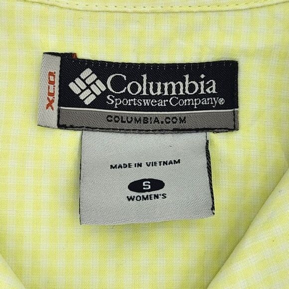 Columbia Sportswear XCO Shirt Women Small Yellow Gingham Plaid Collar Button Up - Picture 4 of 7